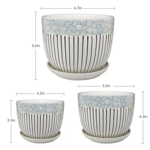 Hot model hand-painted simple ceramic flower pot set