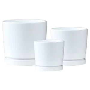 White Ceramic Glazed Plant Pots