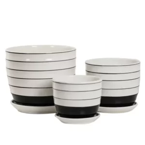 White Flower Pot Set