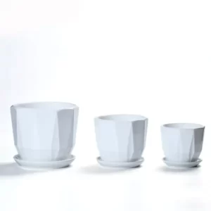White Flower Pots Set of 3