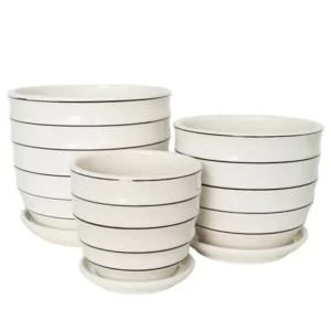 round striped set of flower pots