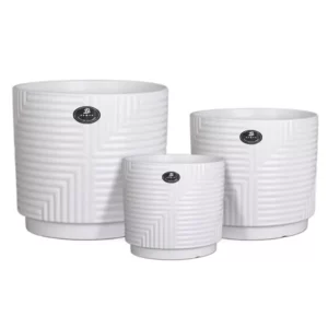 white ceramic flower pot set