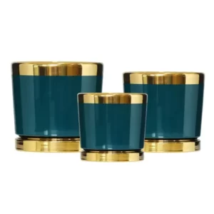 Black & Gold Cup-Shaped Ceramic Flower pots Set