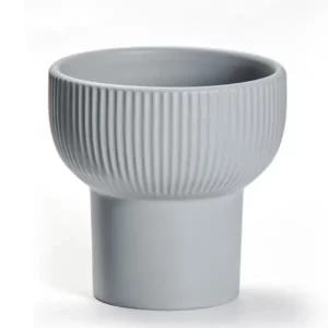 5 Inch Grey Ceramic Plant Pot with Drainage Hole and Saucer_3