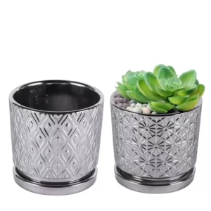 5 дюймов серебристые керамические горшки для растений_4