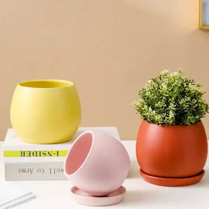 yellow ceramic flower pots