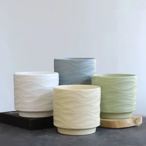 Straight simple Nordic style non-porous ceramic flower pot (1)