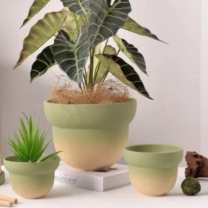 Ribbed Gradient Ceramic Flower Pot for Wholesale (5)