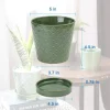 Modern Patterned Green Glazed Ceramic Flower Pots (3)