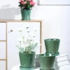 Modern Patterned Green Glazed Ceramic Flower Pots (5)