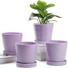 Modern Patterned Purple Glazed Ceramic Flower Pots (1)