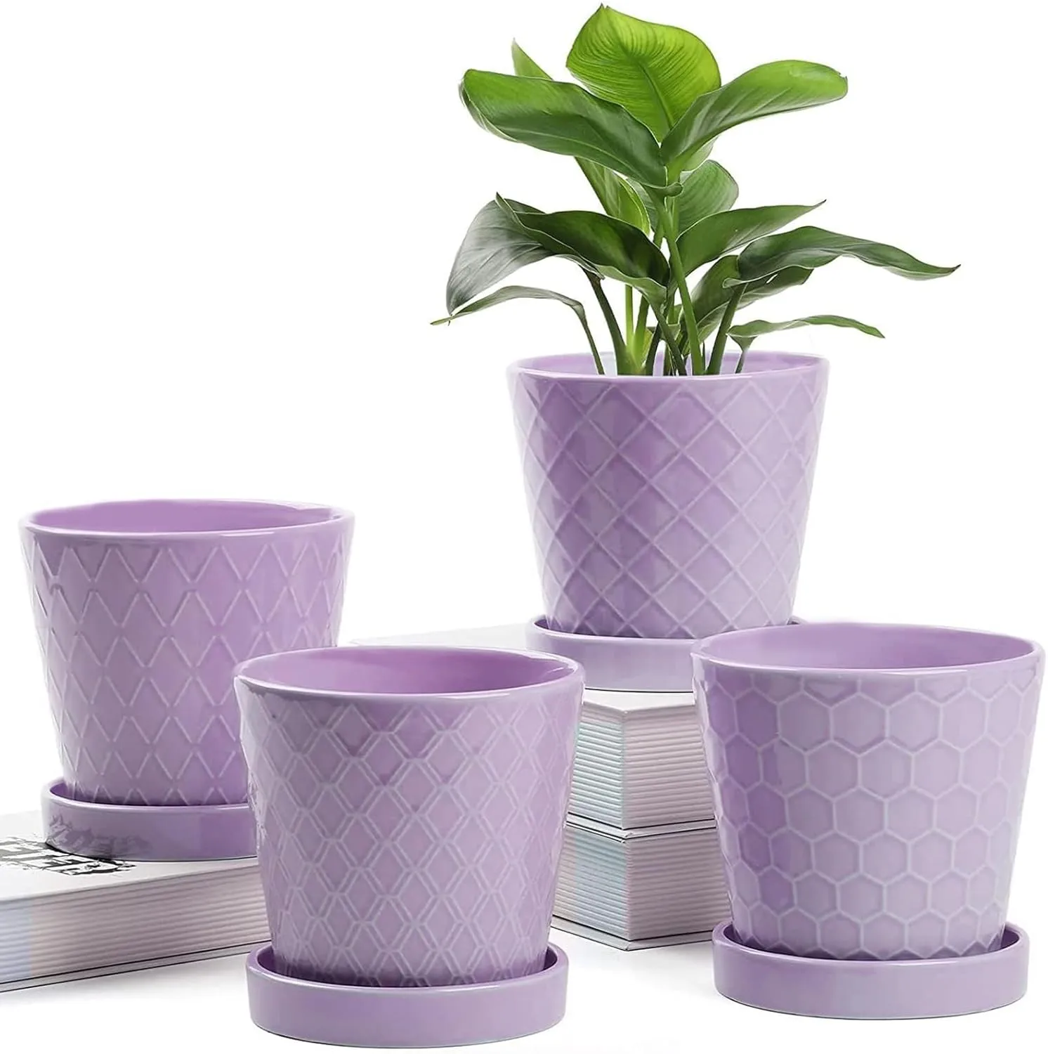 Modern Patterned Purple Glazed Ceramic Flower Pots (1) Modern Patterned Purple Glazed Ceramic Flower Pots (1)