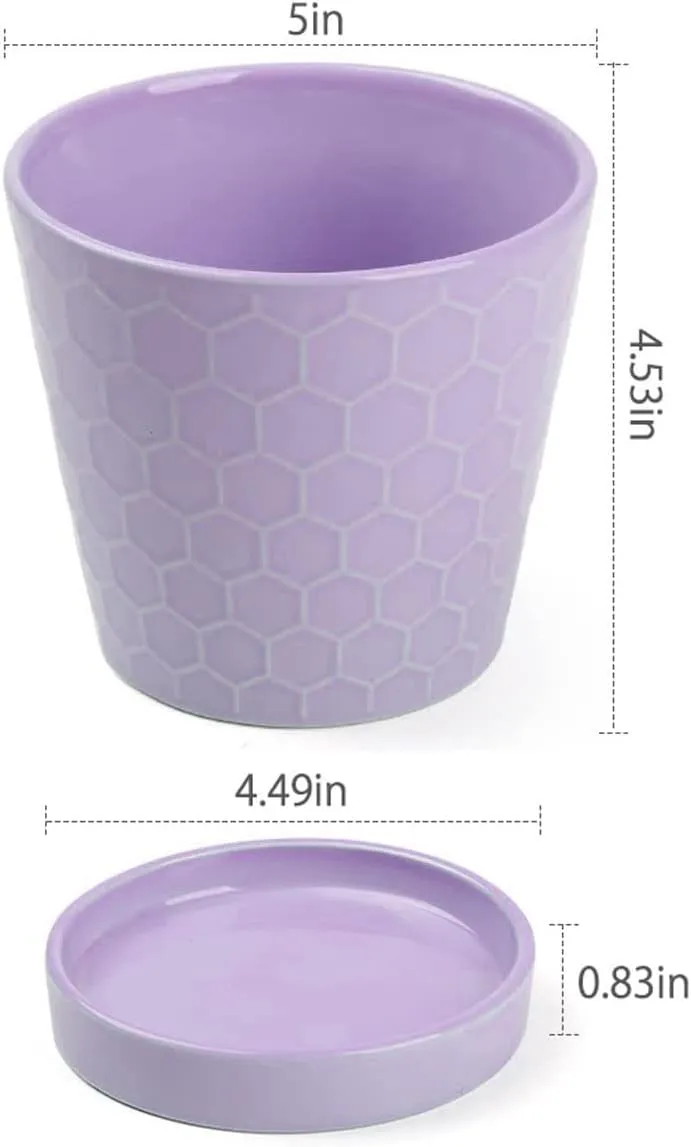 Modern Patterned Purple Glazed Ceramic Flower Pots (2) Modern Patterned Purple Glazed Ceramic Flower Pots (2)