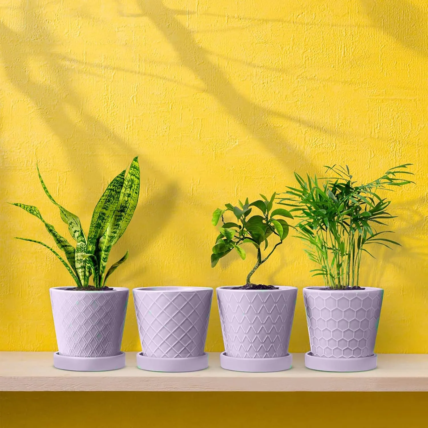 Modern Patterned Purple Glazed Ceramic Flower Pots (3) Modern Patterned Purple Glazed Ceramic Flower Pots (3)