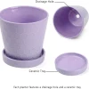 Modern Patterned Purple Glazed Ceramic Flower Pots (6)