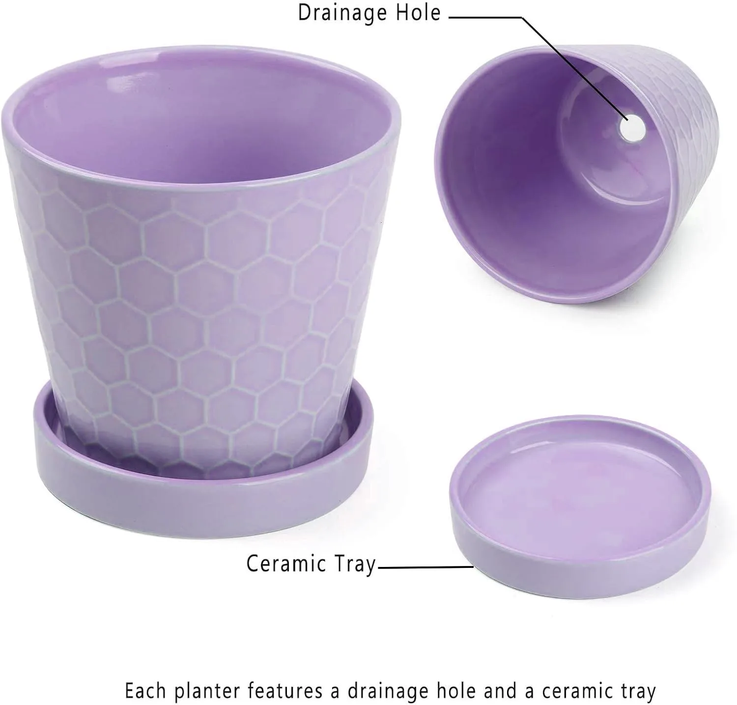 Modern Patterned Purple Glazed Ceramic Flower Pots (6) Modern Patterned Purple Glazed Ceramic Flower Pots (6)