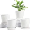 Modern Patterned White Glazed Ceramic Flower Pots (1)