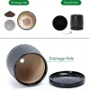 Modern Black Textured Ceramic Flower Pot with Drainage (4)