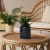 Modern Black Textured Ceramic Flower Pot with Drainage (5)