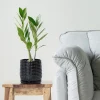 Modern Black Textured Ceramic Flower Pot with Drainage (7)