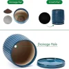 Modern Dark Blue Textured Ceramic Flower Pot – with Drainage (4)