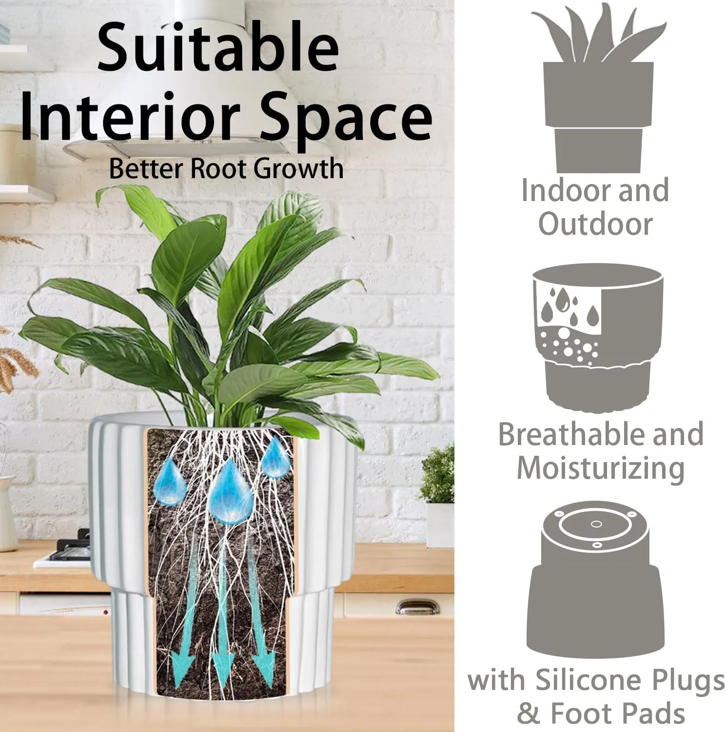 Wholesale Modern White Pattern Ceramic Flower Pots (2) Wholesale Modern White Pattern Ceramic Flower Pots