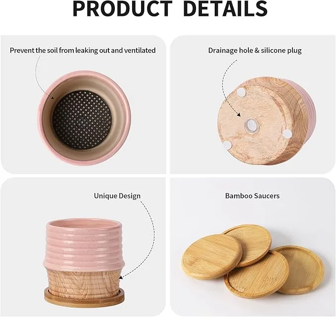 Wholesale Two-Tone Pattern Ceramic Flower Pots (4) Wholesale Two-Tone Pattern Ceramic Flower Pots (4)