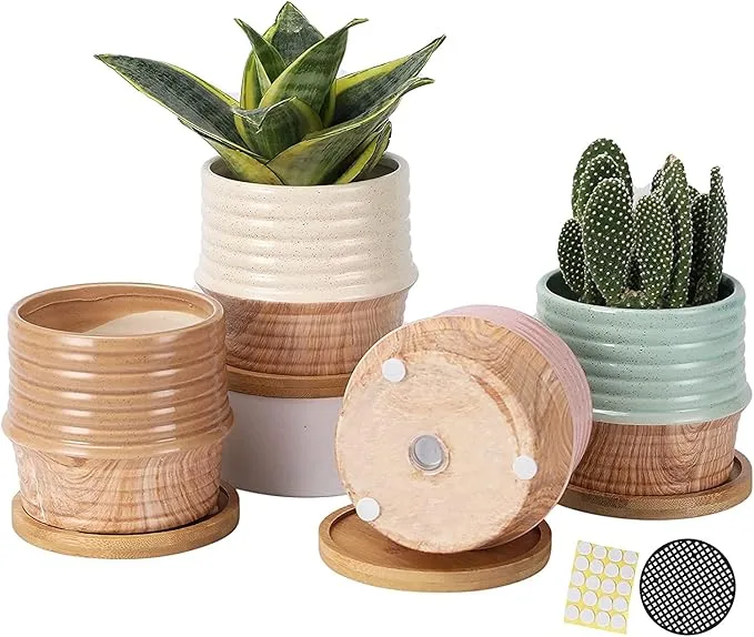 Wholesale Two-Tone Pattern Ceramic Flower Pots (6) Wholesale Two-Tone Pattern Ceramic Flower Pots (6)