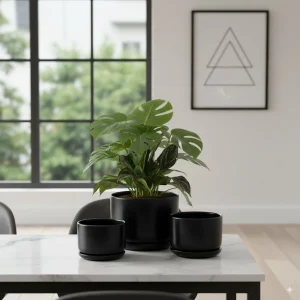 Wholesale Matte Black Ceramic Flower Pots