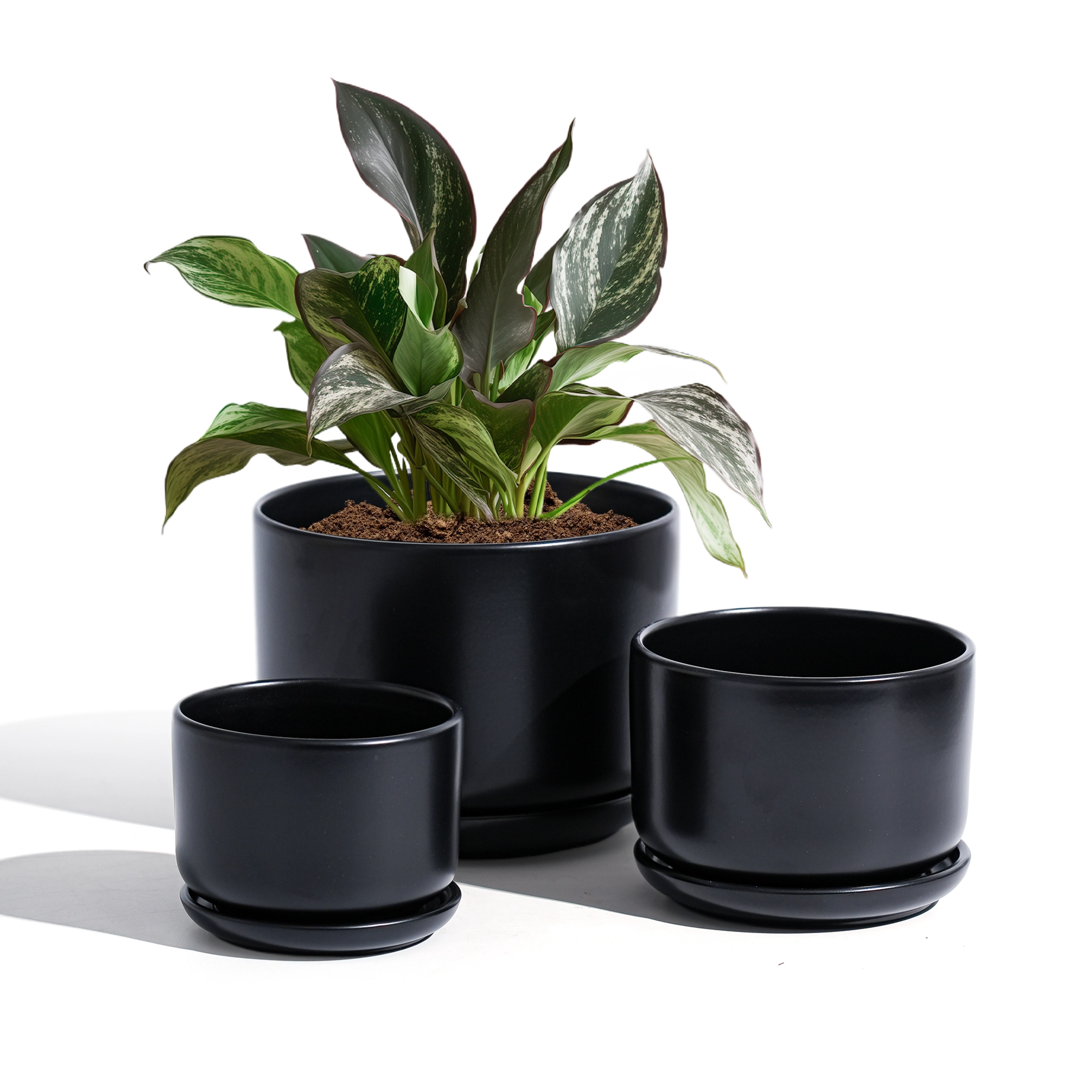 Wholesale Matte Black Ceramic Flower Pots (4) Wholesale Matte Black Ceramic Flower Pots