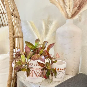 Wholesale Pattern Ceramic Flower Pots – White Tribal Design