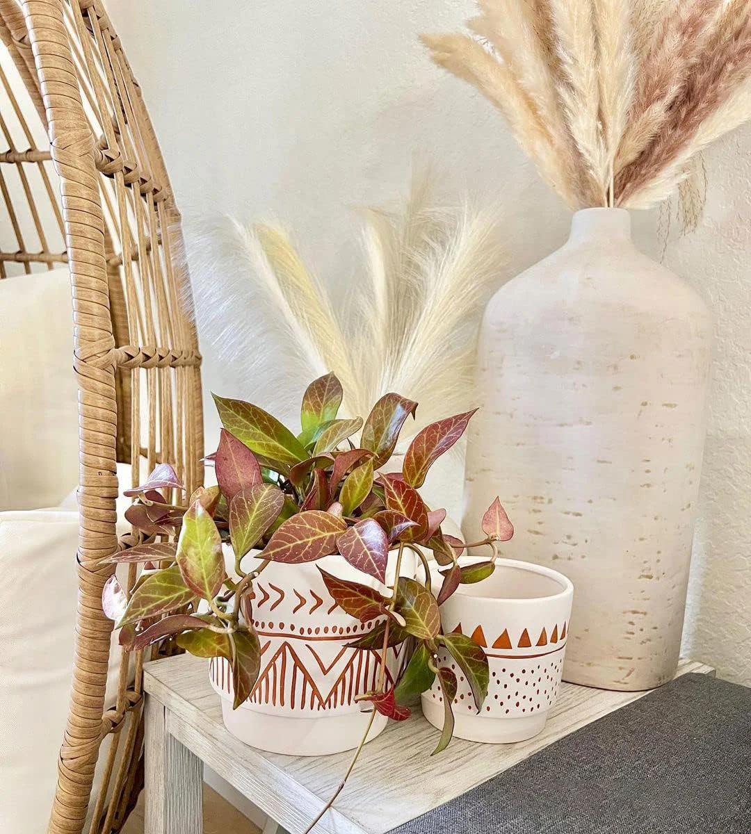Wholesale Pattern Ceramic Flower Pots – White Tribal Design