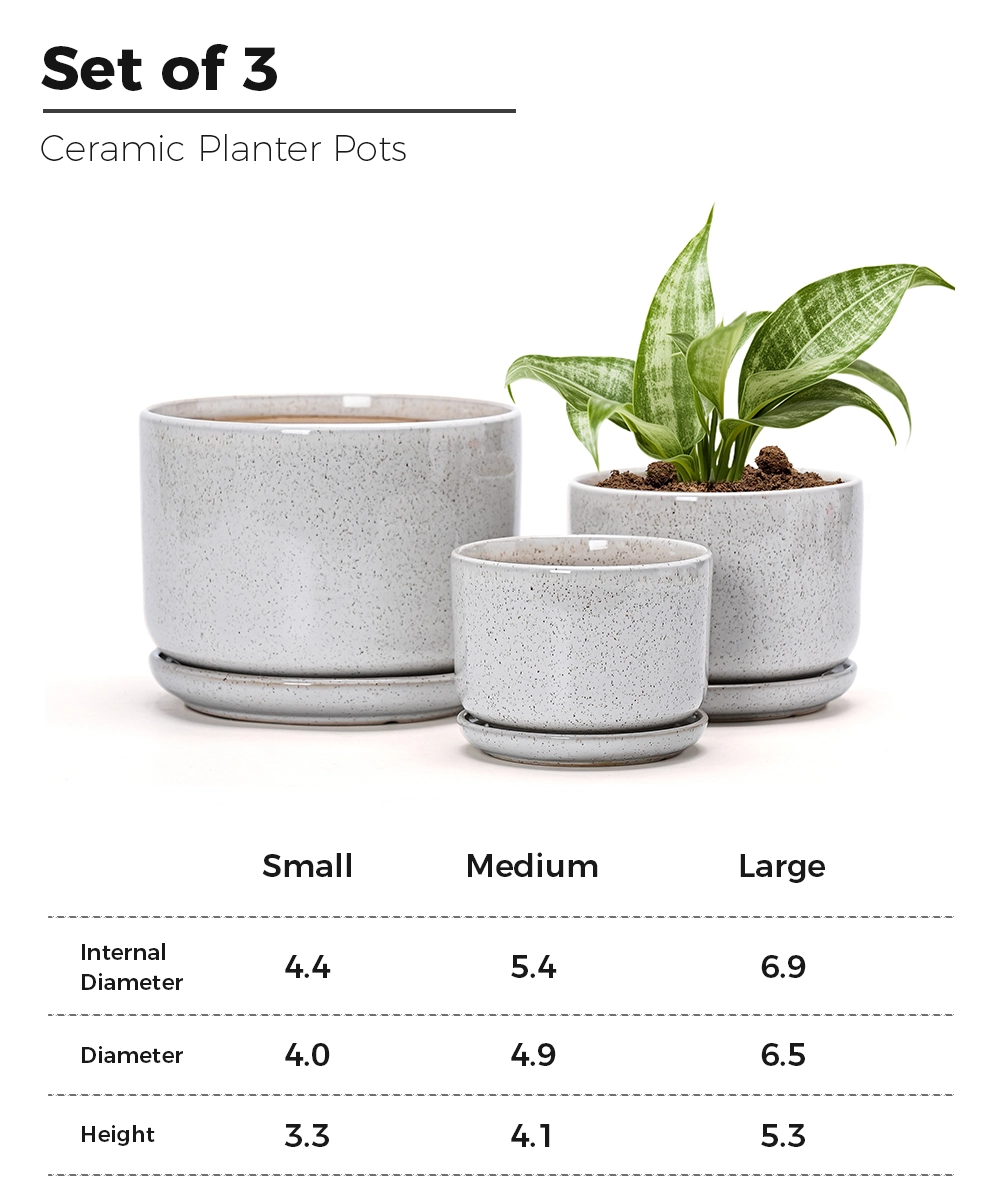 Wholesale Speckled Ceramic Flower Pots – Modern Planters (3) Wholesale Speckled Ceramic Flower Pots – Modern Planters