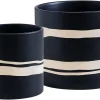 Wholesale Black Ceramic Flower Pot – Modern White Stripe Planter