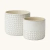 Wholesale Embossed Dot Ceramic Flower Pot – Modern White Textured Planter (5)