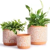Wholesale Pattern Ceramic Flower Pots – Terracotta White Embossed Planters (5)