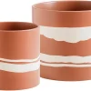Wholesale Terracotta Ceramic Flower Pot – Modern White Stripe Planter