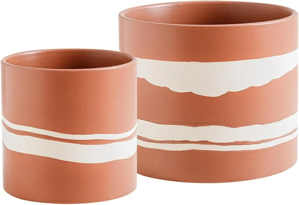 Wholesale Terracotta Ceramic Flower Pot – Modern White Stripe Planter (1) Wholesale Terracotta Ceramic Flower Pot – Modern White Stripe Planter