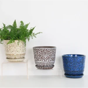 Wholesale Ceramic Flower Pot with Boho Pattern