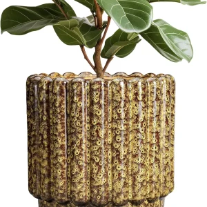 Wholesale Ceramic Flower Pots – Vertical Stripe Glazed Design
