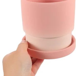 Wholesale Pink Gradient Ceramic Flower Pot – Modern Matte Planter