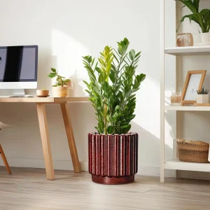 Rust Reactive Glaze Ceramic Planter – Wholesale Fluted Flower Pot