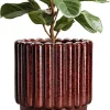 Rust Reactive Glaze Ceramic Planter – Wholesale Fluted Flower Pot
