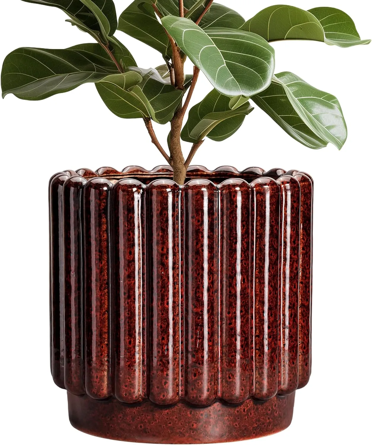 Rust Reactive Glaze Ceramic Planter – Wholesale Fluted Flower Pot (6) Rust Reactive Glaze Ceramic Planter – Wholesale Fluted Flower Pot