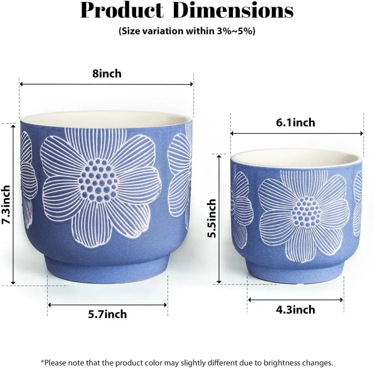 Small Blue Floral Ceramic Planter Set for Wholesale