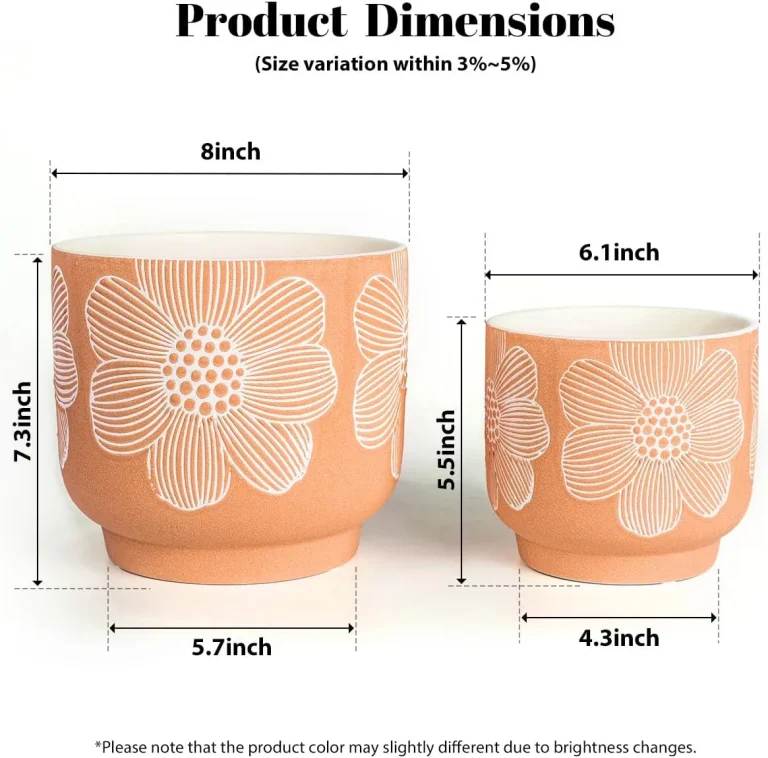 Small Orange Floral Ceramic Planter Set for Wholesale