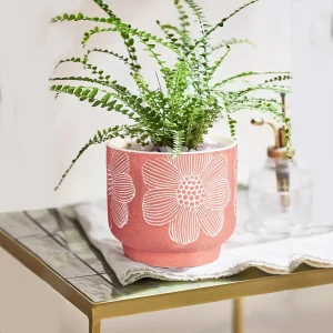 Small Pink Floral Ceramic Planter Set for Wholesale