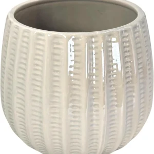 Vertical Ribbed Ceramic Planter for Wholesale