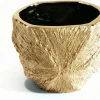 Golden Textured Ceramic Planter for Modern Home Decor