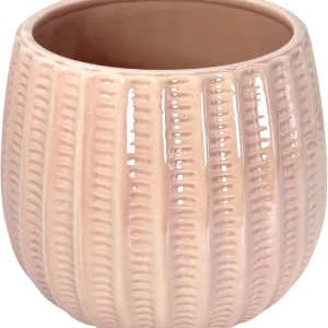 Blush Ribbed Ceramic Planter - Glaze Collection Wholesale
